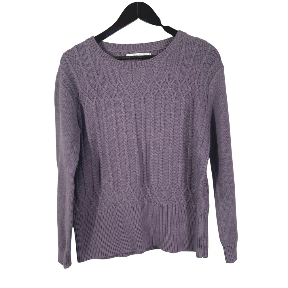 Harper Lane Women's Purple‎ Cable Knit Pullover Sweater Long Sleeve Size S